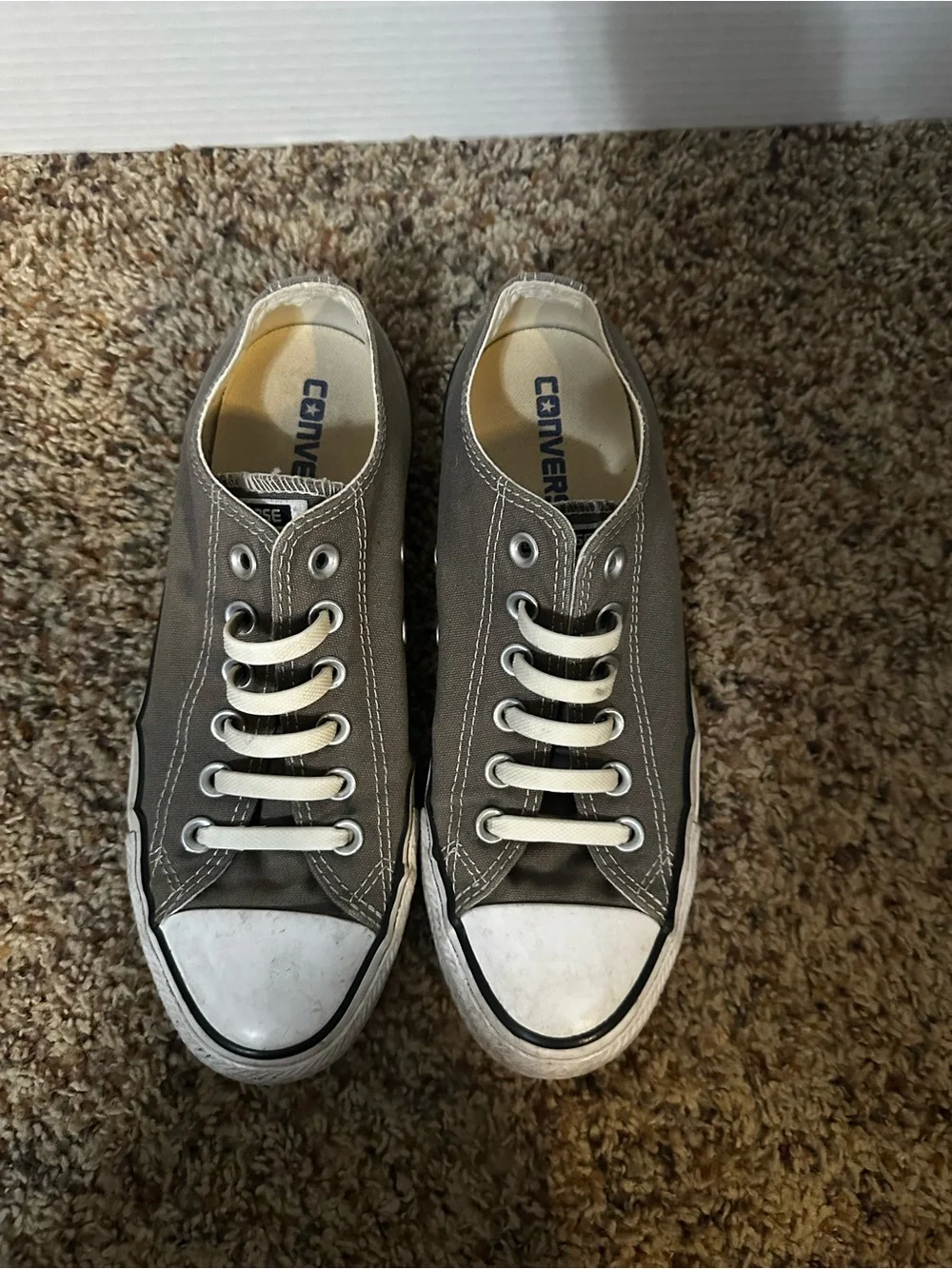 Converse Low Top Sneakers in Taupe and White